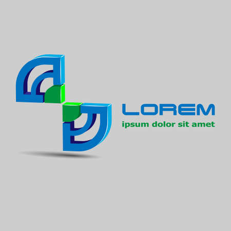 Logo 3d blue greenのイラスト素材