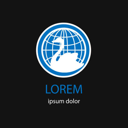 logo swan blue whiteのイラスト素材