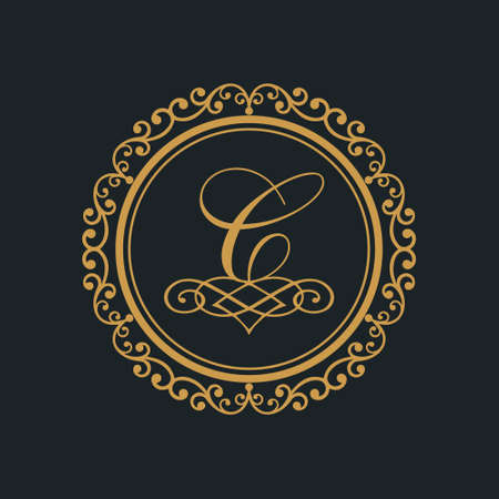 Monogram letter c illustration in black background.のイラスト素材