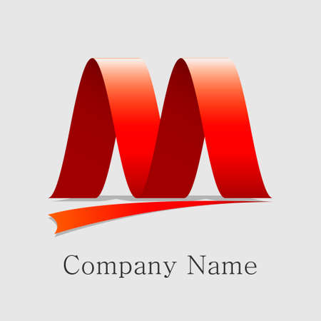 m letter logo ribbon eps10のイラスト素材