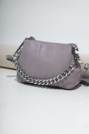 Bags in pastel color. Spring/summer fashion concept in pastel colors. Close-up.の写真素材