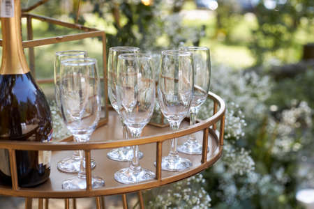 Wedding champagne with glassesの写真素材