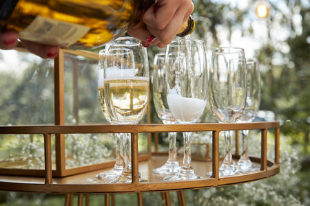 Wedding champagne with glassesの写真素材
