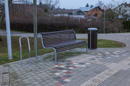 Bench in a public park.の写真素材