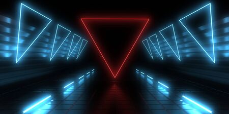 3D abstract background with neon lights. neon tunnel .3d illustration