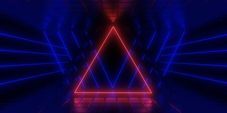 3D abstract background with neon lights. 3d illustration