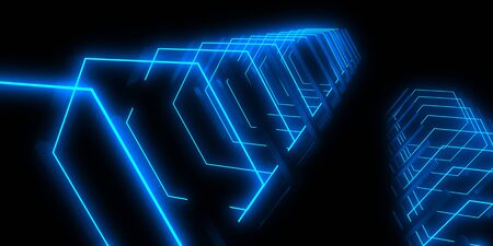 3D abstract background with neon lights. neon tunnel.3d illustration