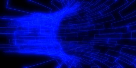 3D abstract background with neon lights. neon tunnel.3d illustrationの写真素材