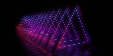 3D abstract background with neon lights. neon tunnel.3d illustration