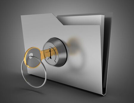 3d office folder and key . 3d illustrationの写真素材