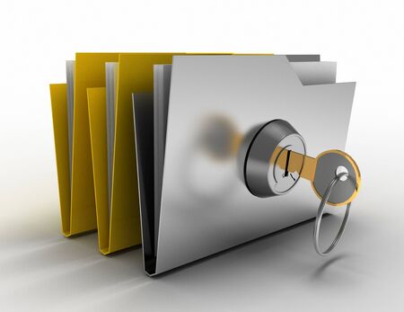 3d office folder and key . 3d illustrationの写真素材