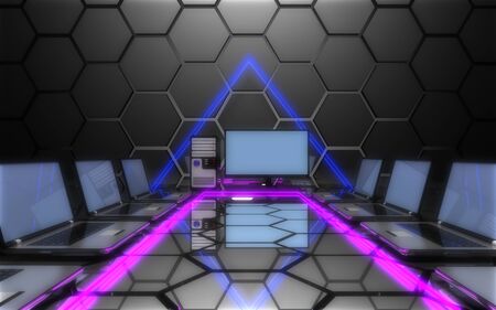 3d future datacenter concept. 3d illustration