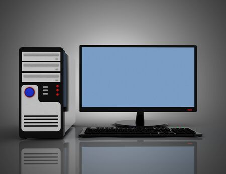 3D desktop computer pc concept.3d illustrationの写真素材