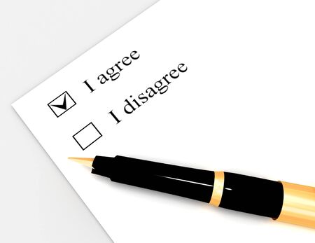 agreement concept. i agree . i disagree . 3d rendered illustrationの写真素材