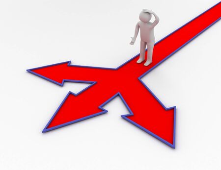 Man with different direction .3d rendered illustrationの写真素材