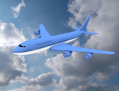 Airplane in the sky - Passenger Airliner . 3d rendered illustrationの写真素材