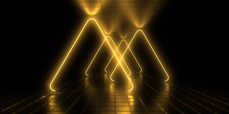 3D abstract background with neon lights. 3d illustrationの写真素材
