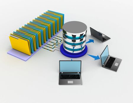 computer folder network concept . 3d rendered illustration