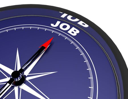 3d compass with text job . 3d rendered illustrationの写真素材