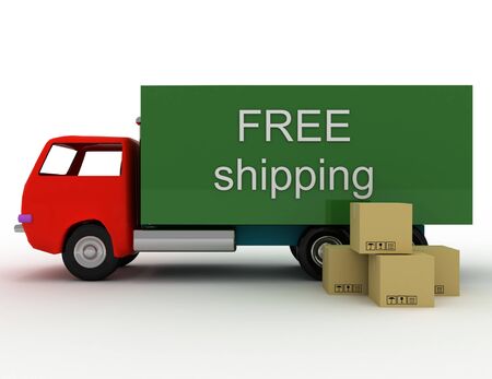Free delivery of goods to any place . 3d rendered illustrationの写真素材