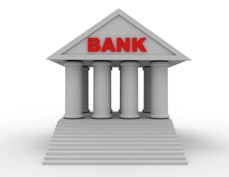 bank 3d icon. illustration on white backgroundの写真素材