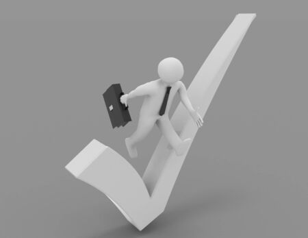 3d rendering of man running the right signの写真素材