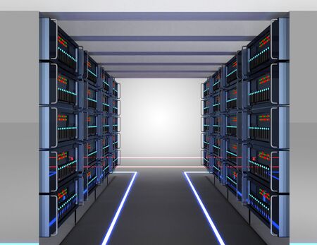 3d server and laptop concept. 3d illustration