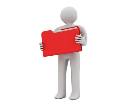 3d people - human character and folder. 3d render illustrationの写真素材