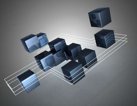 3d abstract cubes background.3d illustrationの写真素材