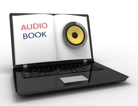 audio book concept. 3d illustrationの写真素材