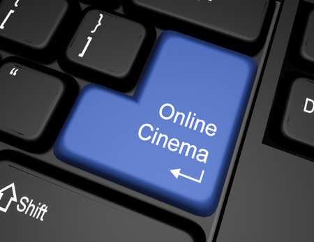3D keyboard with online cinema buttonの写真素材