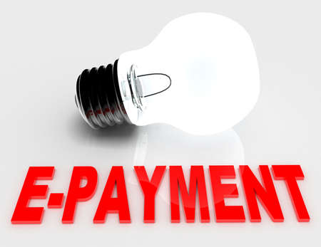 E-Payment concept - lightbulb on white background with textの写真素材