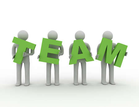3d people. team concept on white background