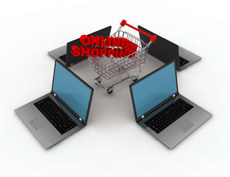 3d online shopping conceptの写真素材