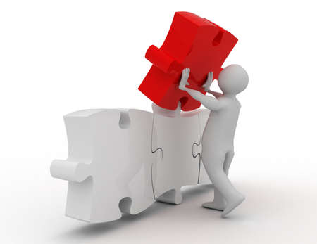 3d man assembling puzzle