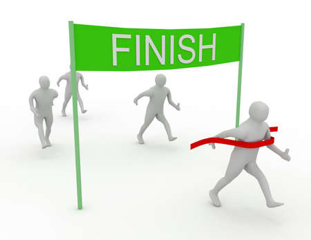 3d man crossing the finishing lineの写真素材