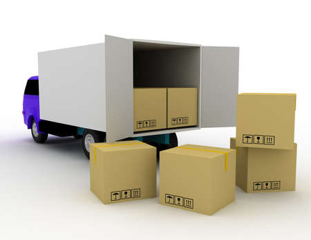 Delivery Van with a Boxesの写真素材