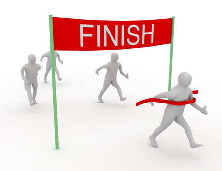 3d man crossing the finishing lineの写真素材