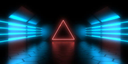 3D abstract background with neon lights. neon tunnel .3d illustration