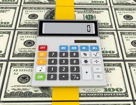 calculator and dollars. business conceptの写真素材