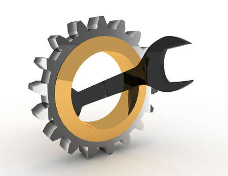 steel gear and wrench toolの写真素材