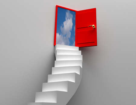 door and stairs conceptの写真素材