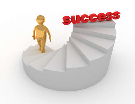 3d man on stairs successの写真素材