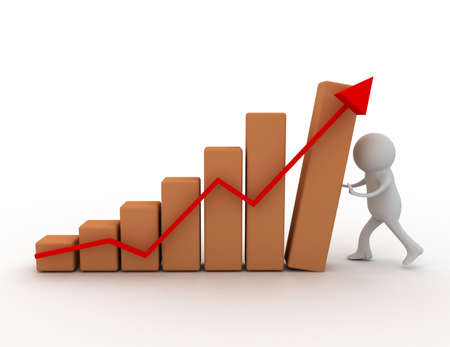 3d man and graphの写真素材