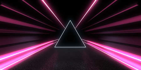 3D abstract background with neon lights. 3d illustration