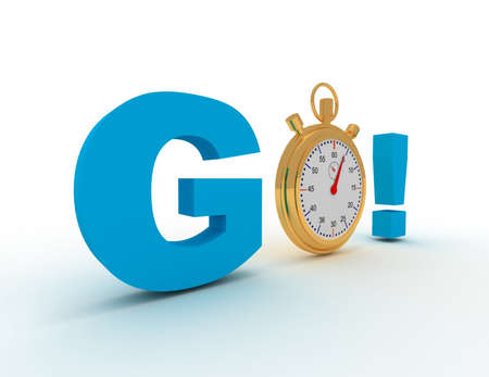 competition concept letters GO with stopwatch