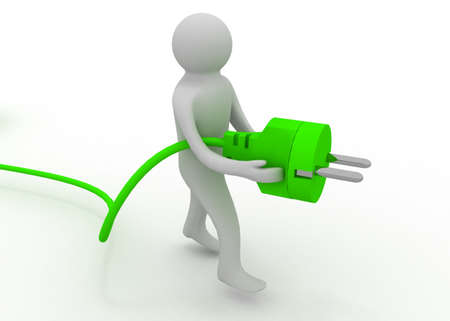 3d man with electric plug