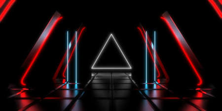 3D abstract background with neon lights.. 3d illustration