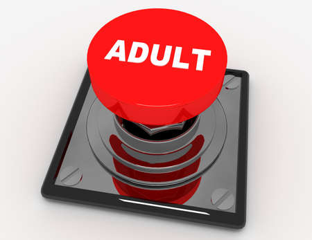 3d red button adult .3d rendered illustration
