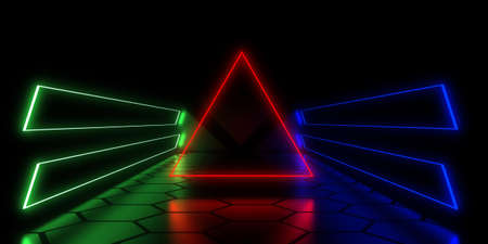3D abstract background with neon lights .. 3d illustration